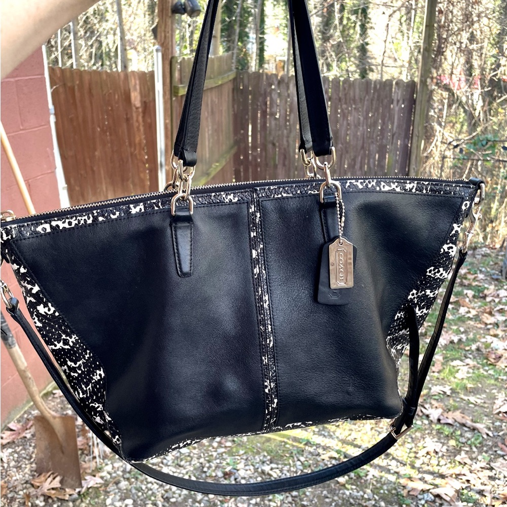 Coach Bleecker Black And Python Embossed Shoulder… - image 2